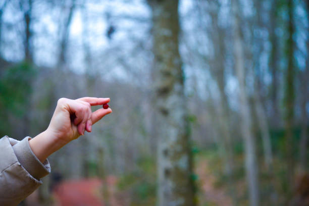 A woman delicately holds a ripe, juicy red fruit between her fingers, embodying health and wellness.