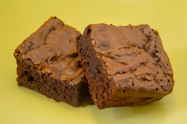 istock Top view of two dark chocolate brownies 2153593750