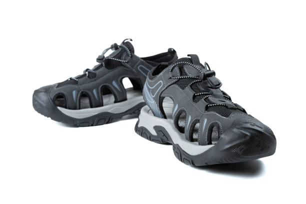 istock pair of grey leisure sandal for men on white background 2153599084