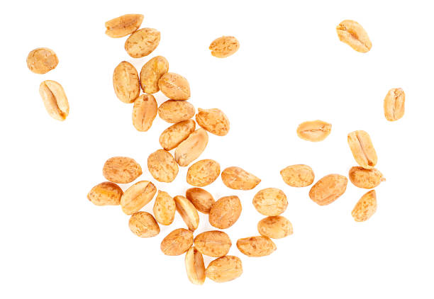 istock Salted and roasted peanuts isolated on a white background, top view. 2153603328
