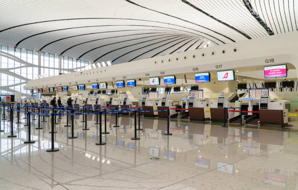 Tokyo, Japan- 19 May 2024: Interior view of the Haneda airport, Japan. Haneda Airport comprises three terminals serving domestic and international passengers