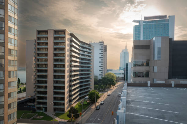 The Windsor, Ontario skyline at dawn.