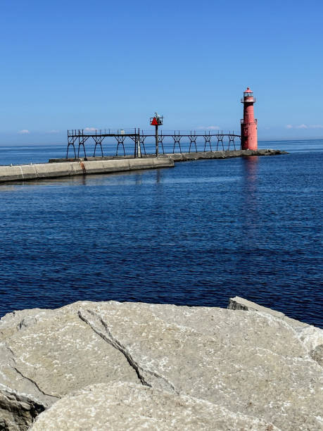 istock Beautiful red Algoma Pierhead Lighthouse in Algoma, Wisconsin 2153611780