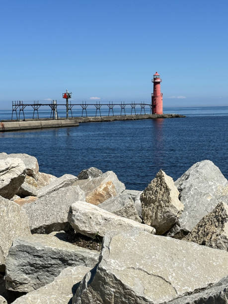 istock Beautiful red Algoma Pierhead Lighthouse in Algoma, Wisconsin 2153611782