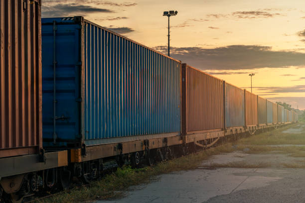istock Many containers are on trains that move on rails according to the rail transportation concept and drive the transportation industry. 2153617697