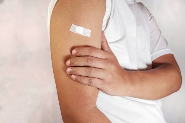 istock concept of blood donor, showing injection marks 2153619514