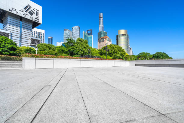 istock Empty floor and modern city skyline with buildings in Shanghai. 2153625080
