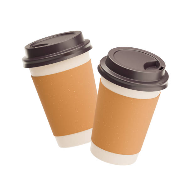 Mockup with two flying paper coffee cups
