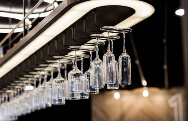 istock Cocktail Glasses in a Bar rack. 2153636689