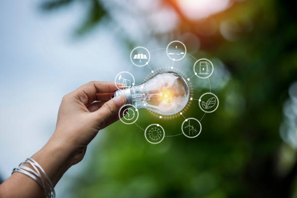 istock light bulb against nature, icons 2153637581