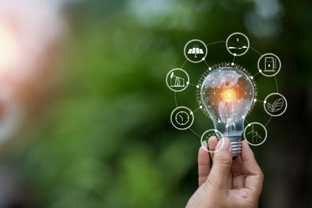 istock light bulb against nature, icons 2153637617