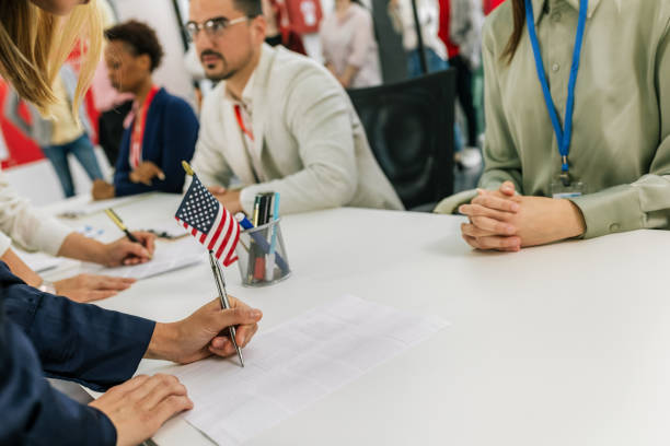 istock Election commission on the election day. 2153639943