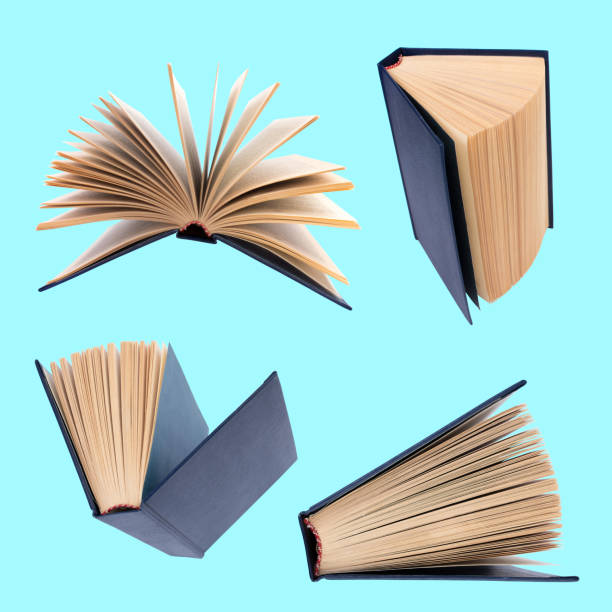 collection of various books isolated on blue background. each one is shot separately