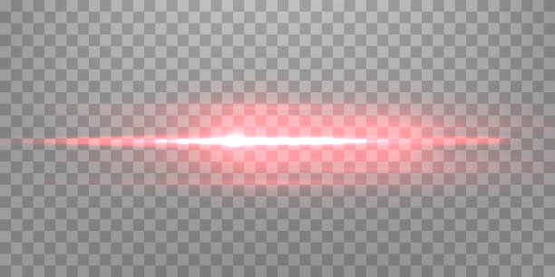 ilustrações de stock, clip art, desenhos animados e ícones de red horizontal lensflare. light flash with rays or spotlight and bokeh. red glow flare light effect. vector illustration. isolated on transparent background. - equipamento de exame médico por imagem de diagnóstico