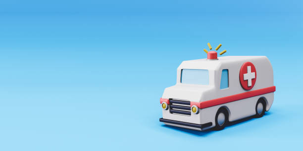 istock 3D rendering of ambulance on blue background 2153651306