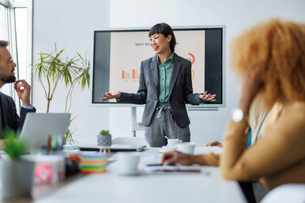 Businesswoman presenting in a meeting