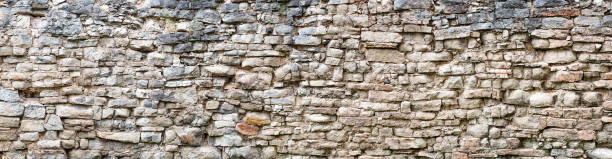 istock antique stone wall, old stonework made of cobblestones and concrete 2153657957