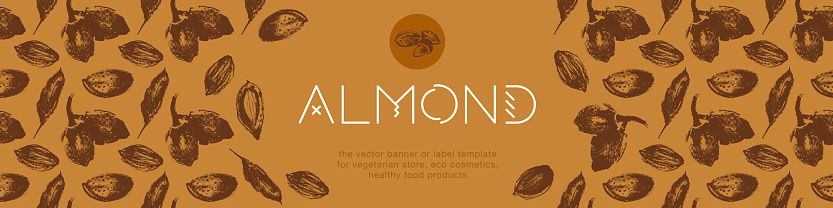 Almond Layout Almond Banner Background Or Label Template Design Organic Almond ...