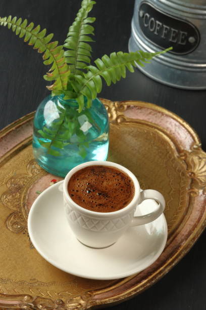 istock Turkish coffee on a wooden tray 2153661063