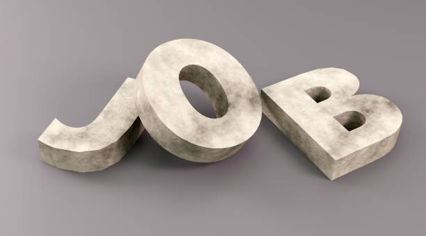 istock 3d render sign Job concrete text and grey background. Simple minimalism concept. 2153661781