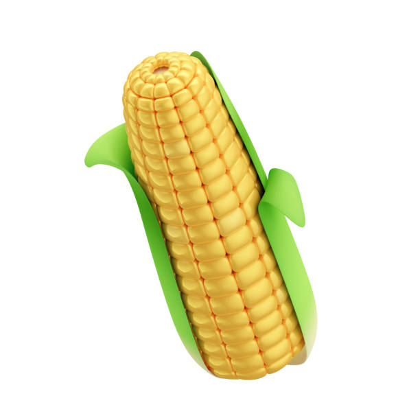 istock 3D Cartoon-Style Corn on the Cob with White Background Isolation 2153671362