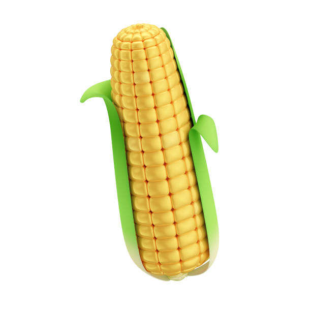 istock 3D Cartoon-Style Corn on the Cob with White Background Isolation 2153671371