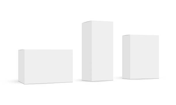 kuvapankkikuvitukset aiheesta kolmen tyhjän paperilaatikon sarja, jotka on eristetty valkoiselle taustalle - laatikko