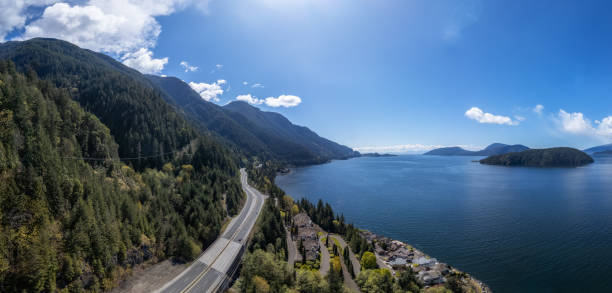 istock Sea to Sky Highway in Howe Sound during Cloudy Sunny Day. 2153674827