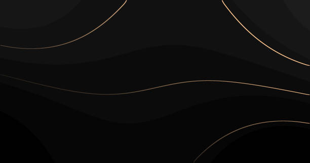istock Abstract luxury background with golden wavy curve lines on black background. 2153677035