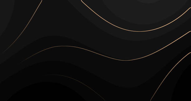 istock Abstract luxury background with golden wavy curve lines on black background. 2153677093
