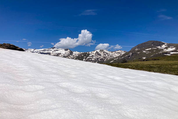 istock Panoramic view on snowy mountains on trail to Mulhacen peak in the spring 2153677288