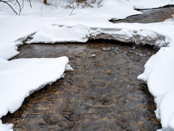 istock Winter stream with snow and ice 2153681098