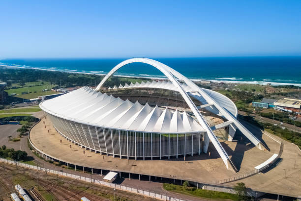 Dhl Stadium At Cape Town In Western Cape South Africa. Football Field Landmark. Soccer Stadium. Cape Town At Western Cape South Africa. Table Mountain Travel. Coast City Skyline.