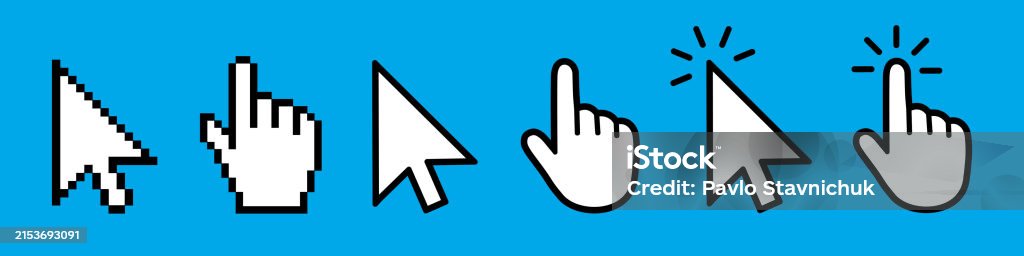 Click Now Cursor Click Cursor Set Arrow And Hand Pointer Stock Illustration - Download ...