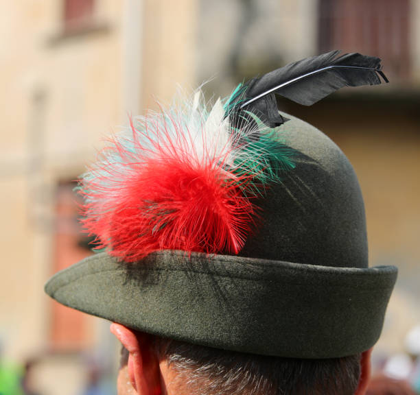Red Soldier Military Hat with Black Feather Red Soldier Military Hat with Black Feather