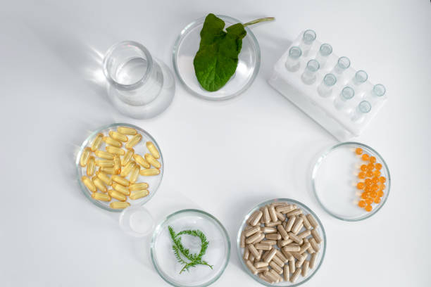 istock Glass petri dishes, scientific laboratory microbiological research, development, study of biological testing of active additives. Science cosmetic laboratory concept. 2153708390