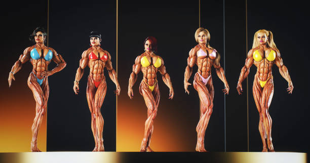istock Female Bodybuilders Posing on Stage 2153709209