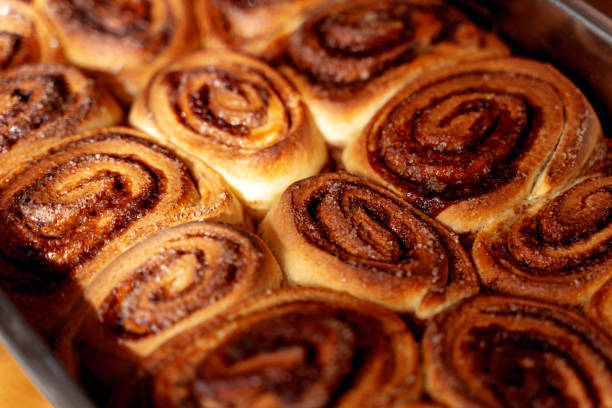 istock Cinnamon bun roll in plate. Homemade Oven bakery desert for breakfast 2153711974