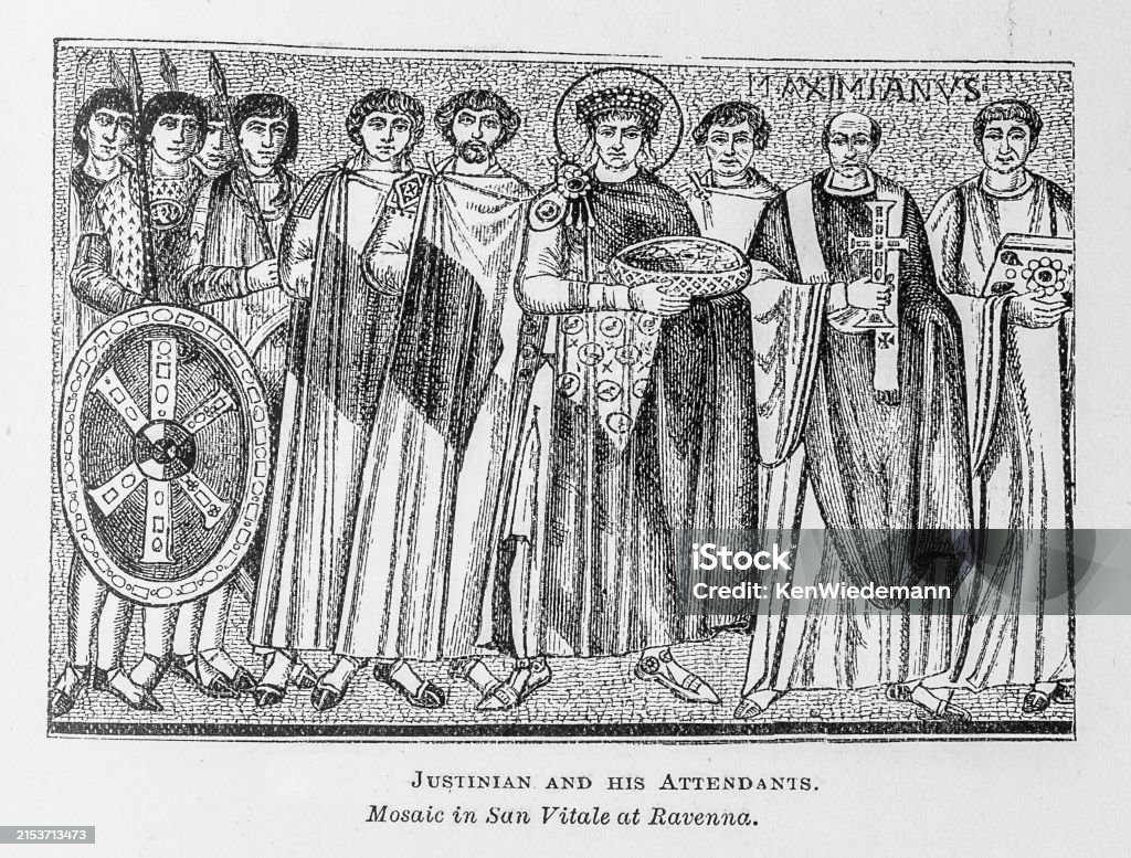 Justinian Decree Justinian And His Attendants Stock Illustration - Download Image Now ...