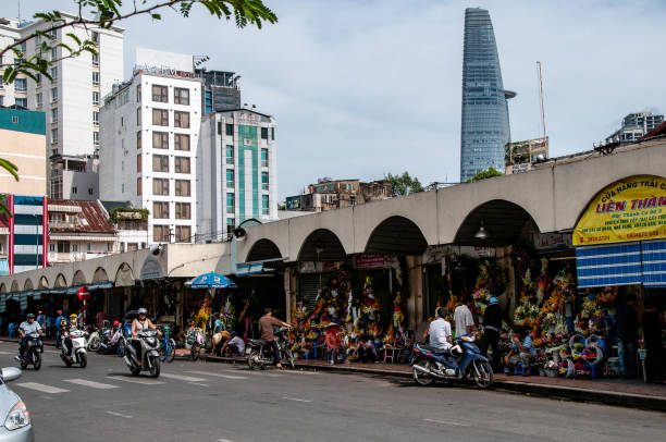 Ho Chi Minh City, Saigon, Vietnam - nov 17, 2013:  view of Ben Thanh Market, a quaint commercial center located in the French area of Saigon, now Ho Chi Minh City