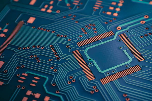 istock blue printed circuit. layout of tracks. 2153719387