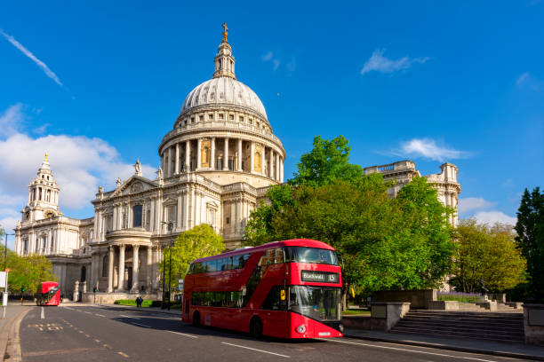 St. Paul's cathedral and double-decker bus, London, UK