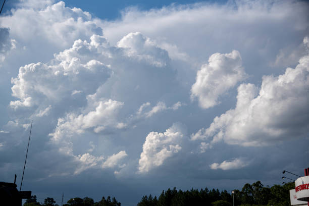 Cummulunimbus clouds in the blue sky.