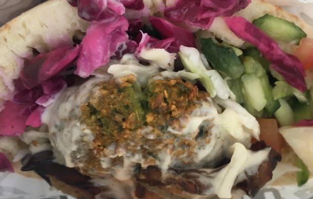 Half Pita with Falafel in Jerusalem, Israel.