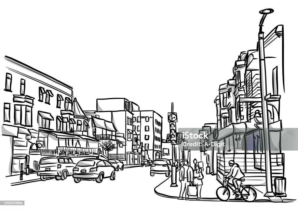 Busking Drawing Busking Or Dining Scenery Stock Illustration - Download Image Now ...
