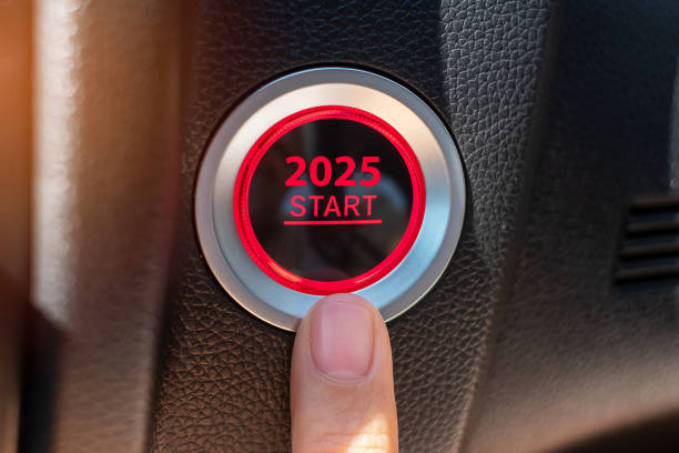 istock Finger press a car ignition button with 2025 START text inside  automobile. New Year New You, forecast, resolution, motivation, change, goal, vision, innovation and planning concept 2153754033