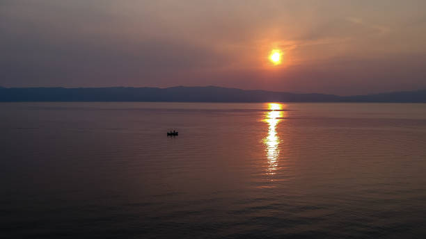 Colorful sunrise at lake Ohrid