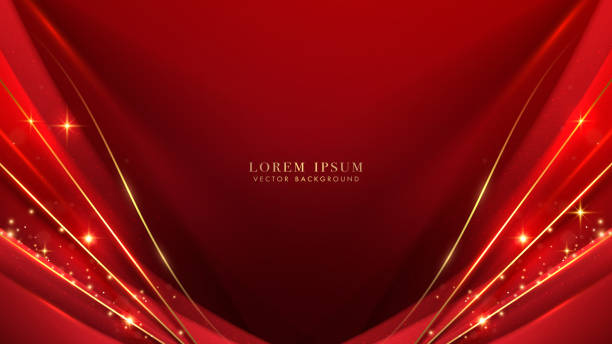 istock Red luxury background with diagonal golden line and glitter light effect decoration 2153757806
