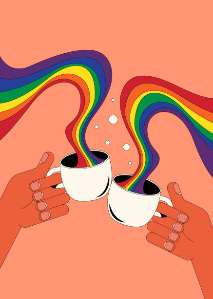 illustrations, cliparts, dessins animés et icônes de mois de la fierté lgbt et fond de concept de diversité décoré d’une bande de drapeau arc-en-ciel - personne lgbtiq