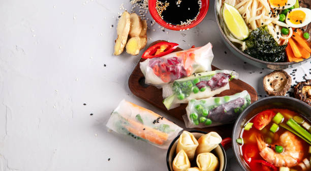 istock Asian food background with various ingredients. 2153766140